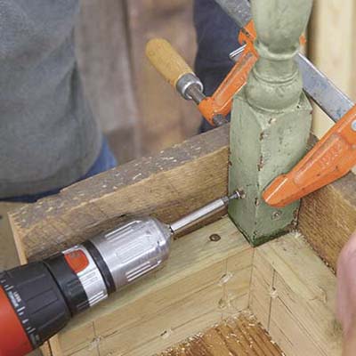 The table legs are attached for the stair piece table.