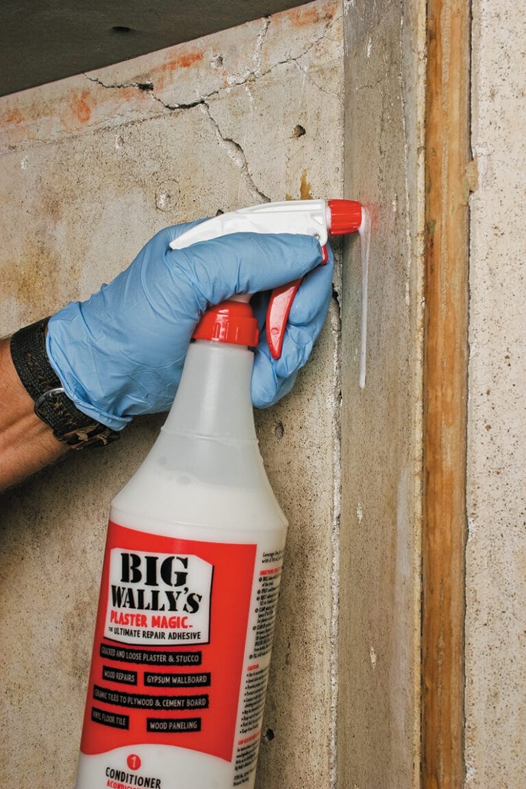 filling holes in plaster wall with adhesive