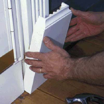 installing plinth blocks onto an entryway