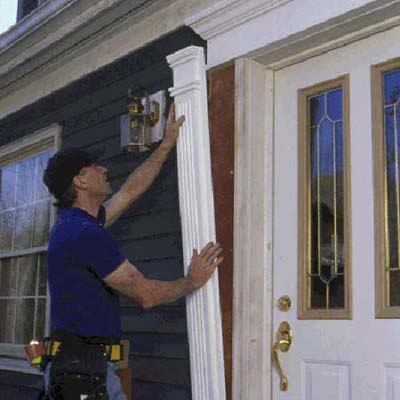 installing fluted columns onto an entryway
