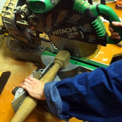 using a table saw to cut candlesticks