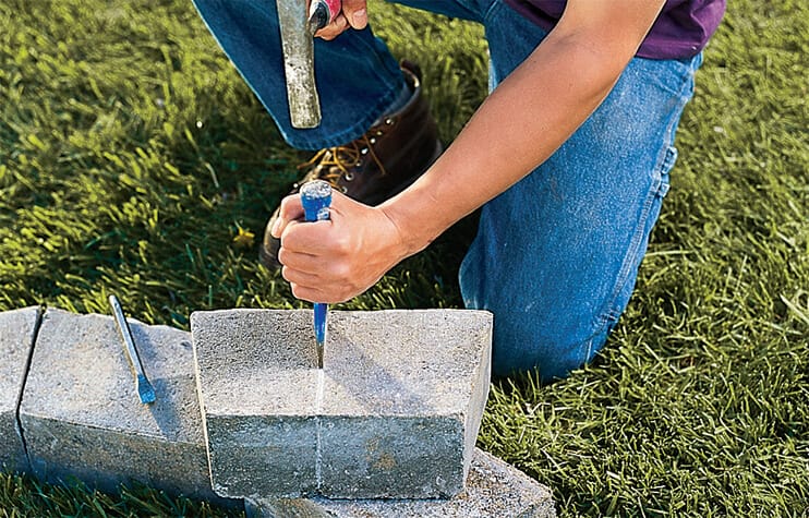 Splitting block to fit fire pit