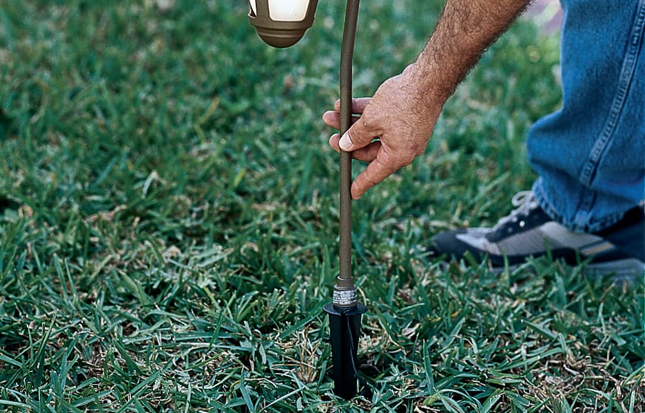 landscaping light fixtures are installed