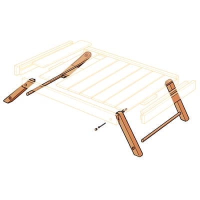 Illustration of a folding tray table highlighting the leg pieces.