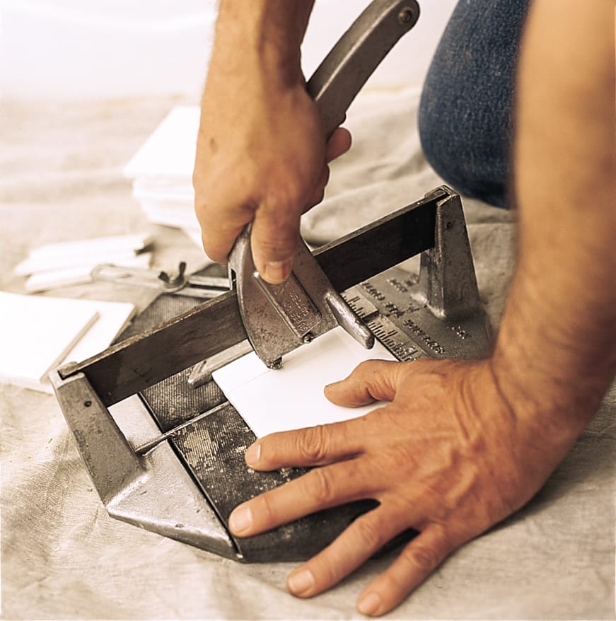cutting tile to fit into a tub surround