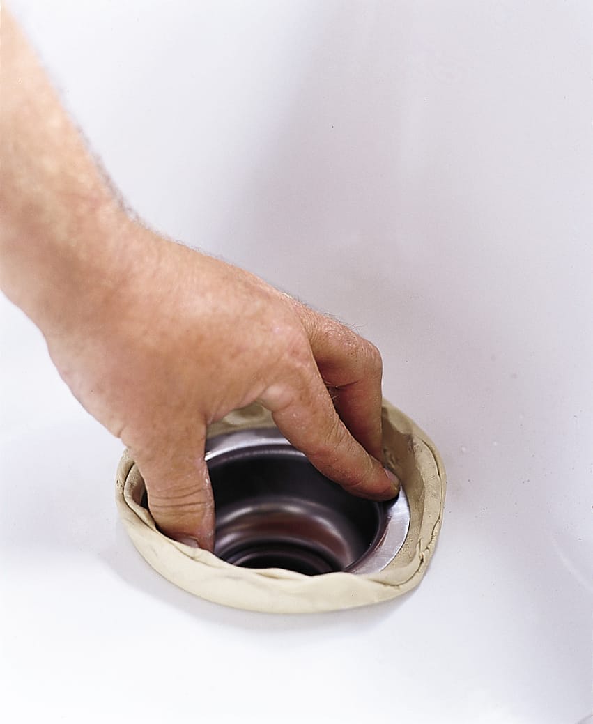 image of securing a sink drain