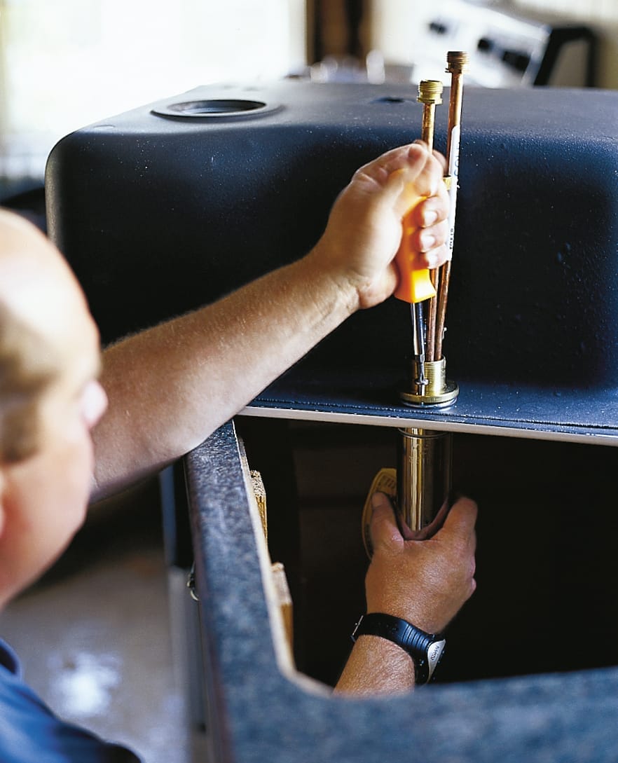 image of sink components being installed