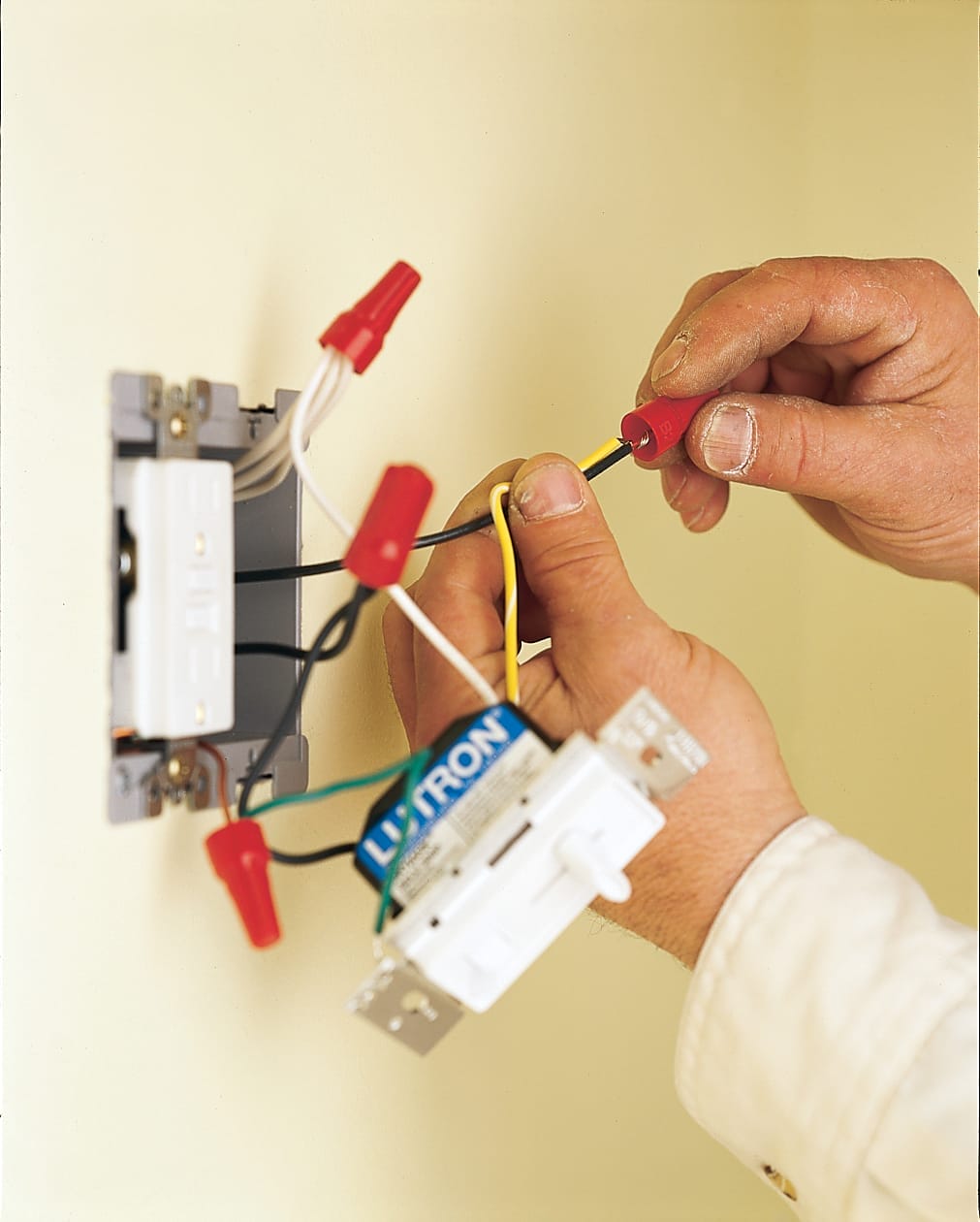 A dimmer switch is installed.