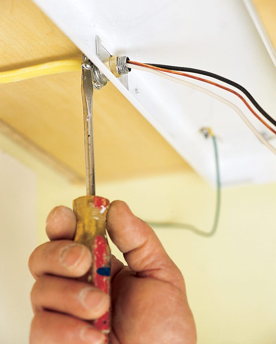 A cable connect is installed for the undercabinet lighting.