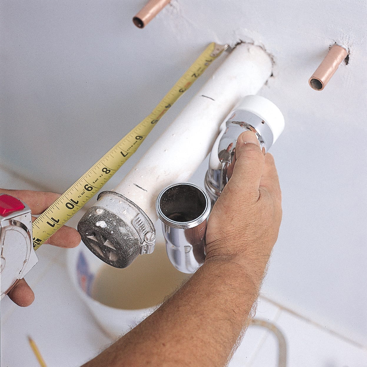 A waste pipe is checked.