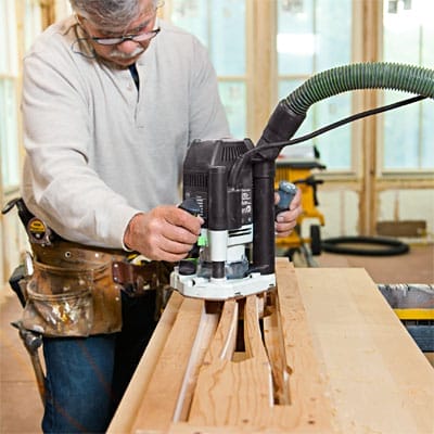 Man shaping the balusters