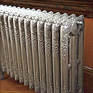 A set of painted radiators