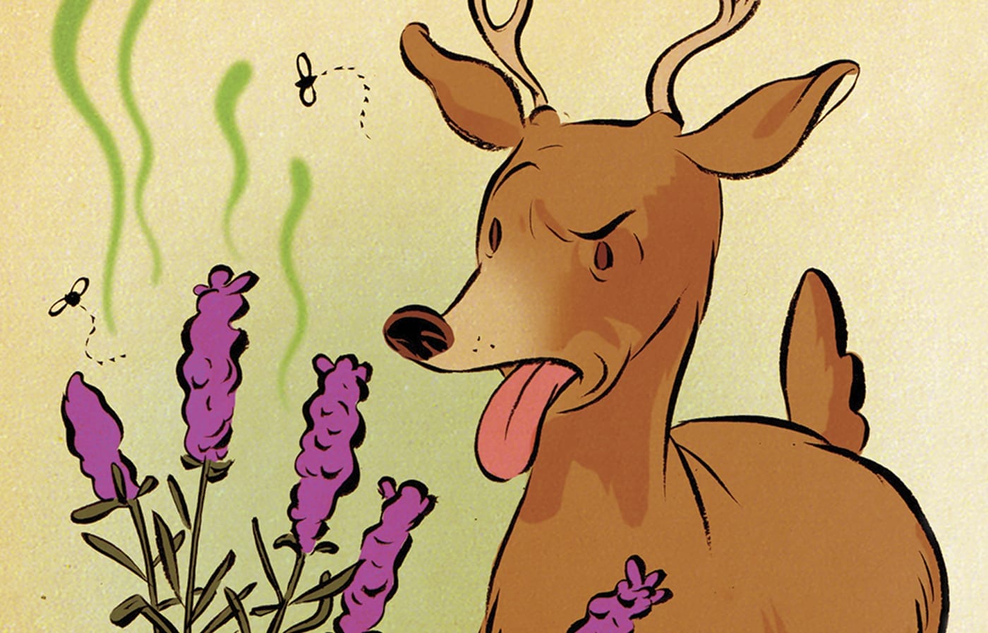 illustration of a deer being detered by a plant