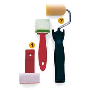 Tools for painting trim and corners quickly and efficiently. Trim pads and rounded foam rollers