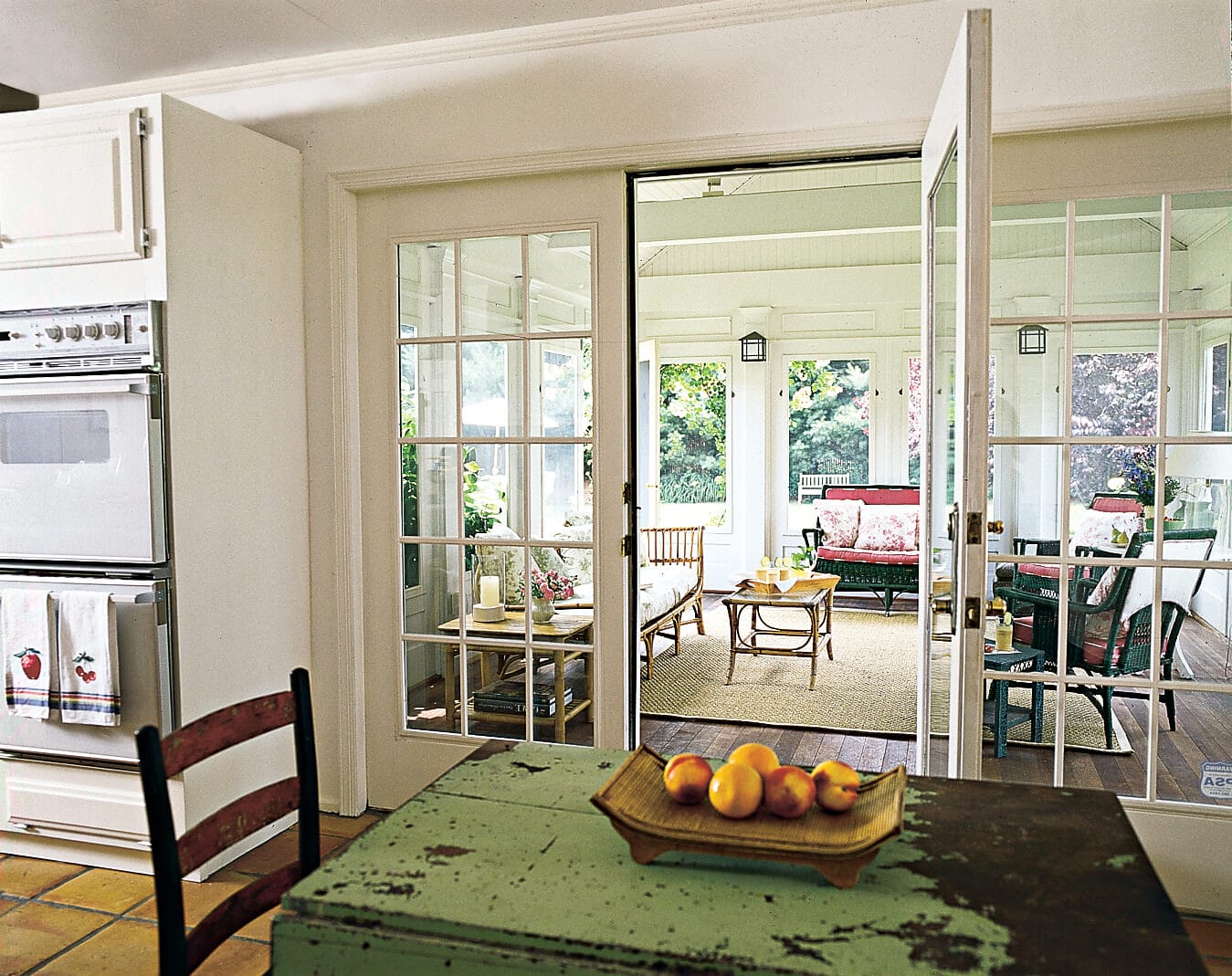 View of enclosed porch from the kitchen.