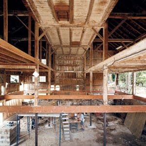Interior of a barn