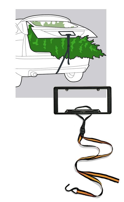 A graphic of a Christmas tree in a car trunk