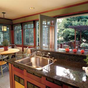 An open window in a kitchen