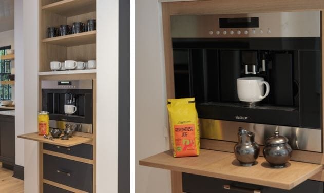A built-in coffee bar.