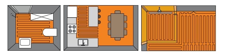 Graphics showing the layout of floor heating in the TOH 2019 Idea House.