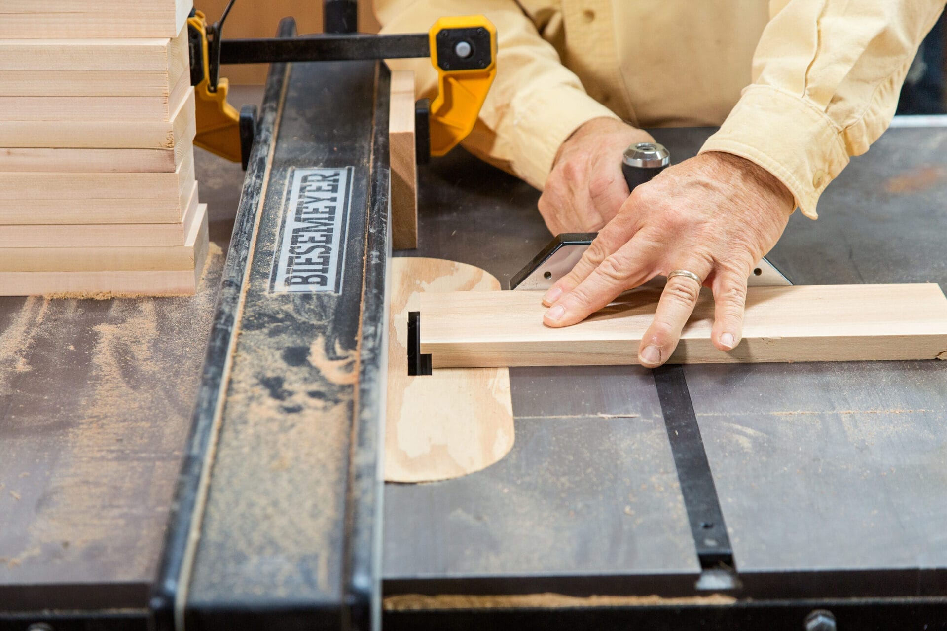 Someone starts cutting dadoes and rabbets for the cedar planter box.
