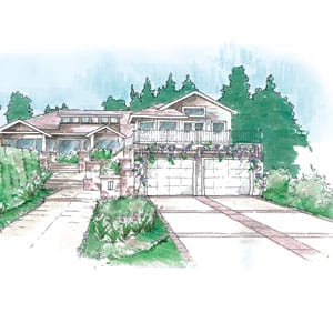 An illustration of a driveway without many prominent features.