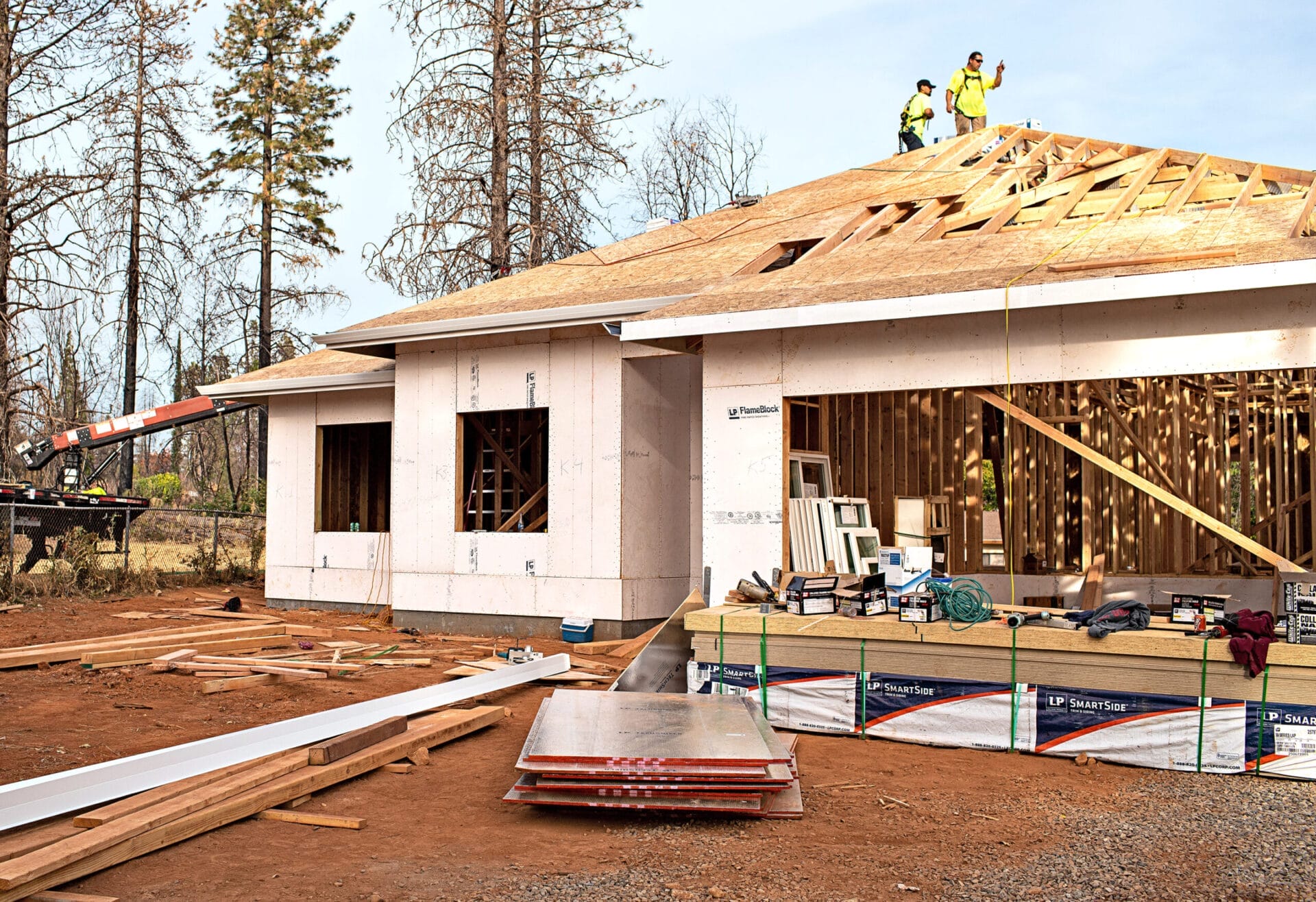 A home being prepped for roofing installation.