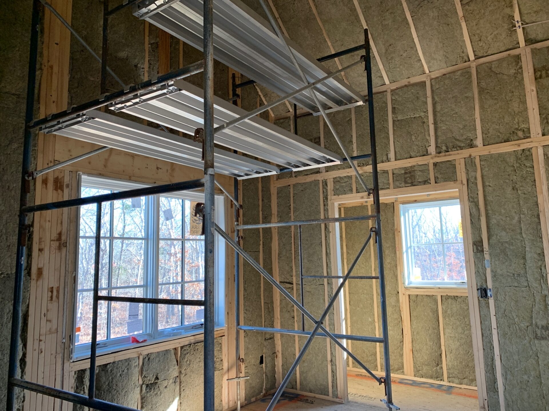 Insulation in framed walls.