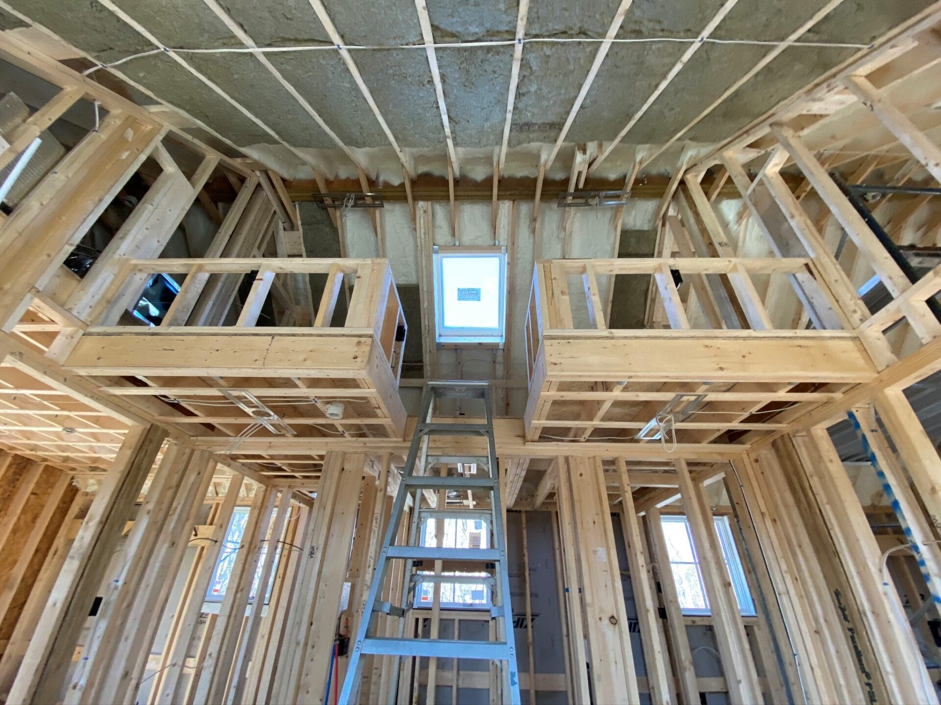 An unfinished loft area in the house.