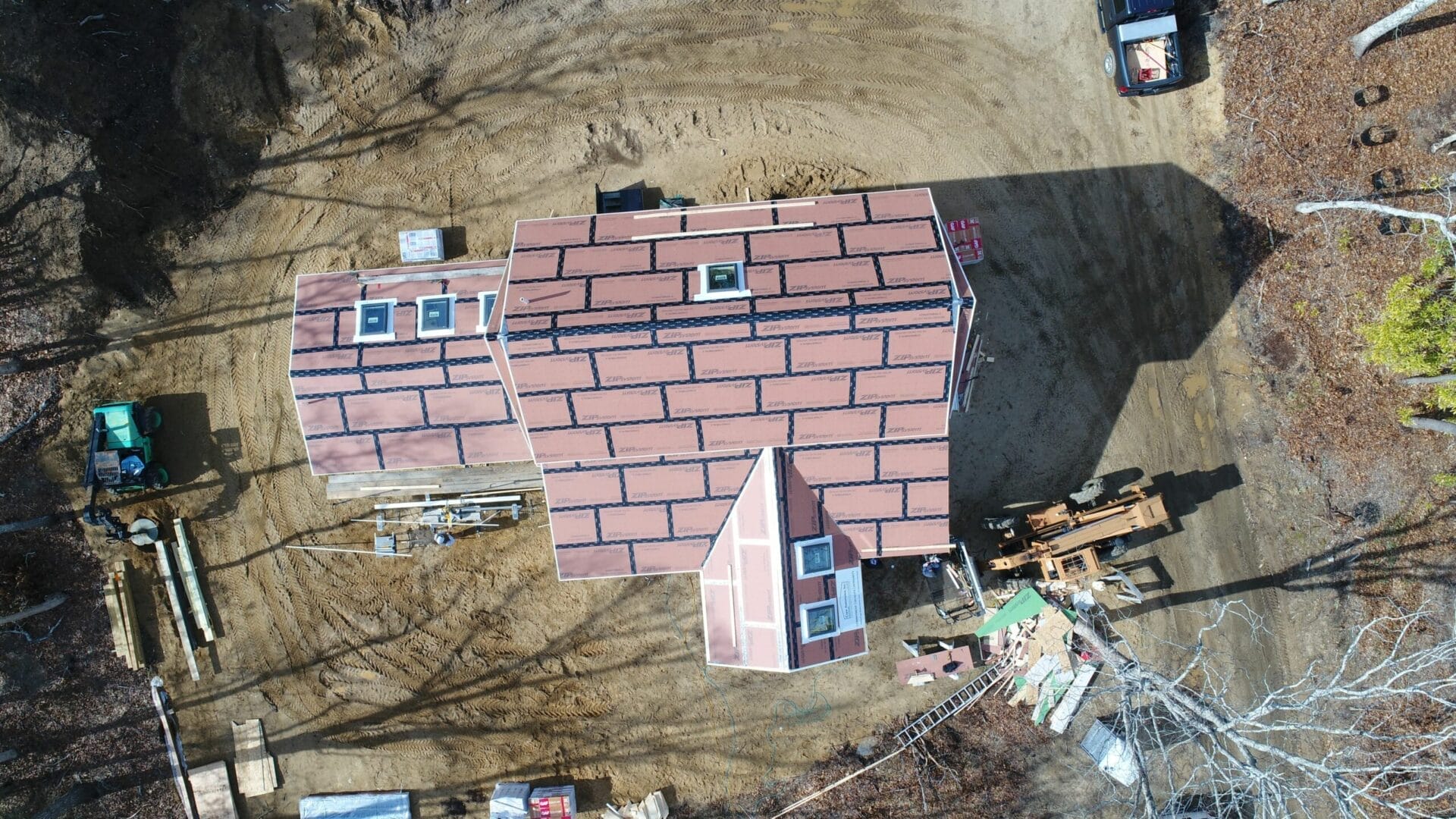 An aerial view of the house's roof.