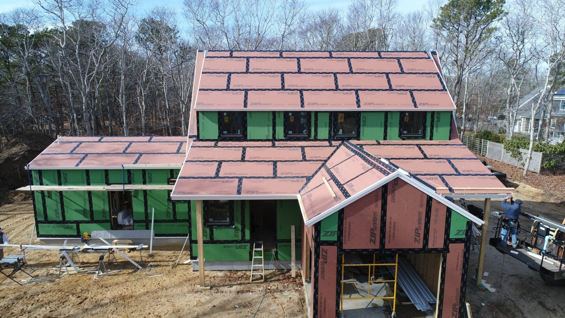 A house in the construction process.
