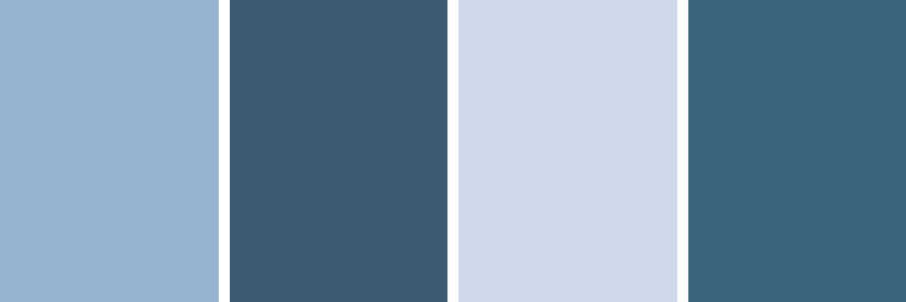 A series of blue color swatches.