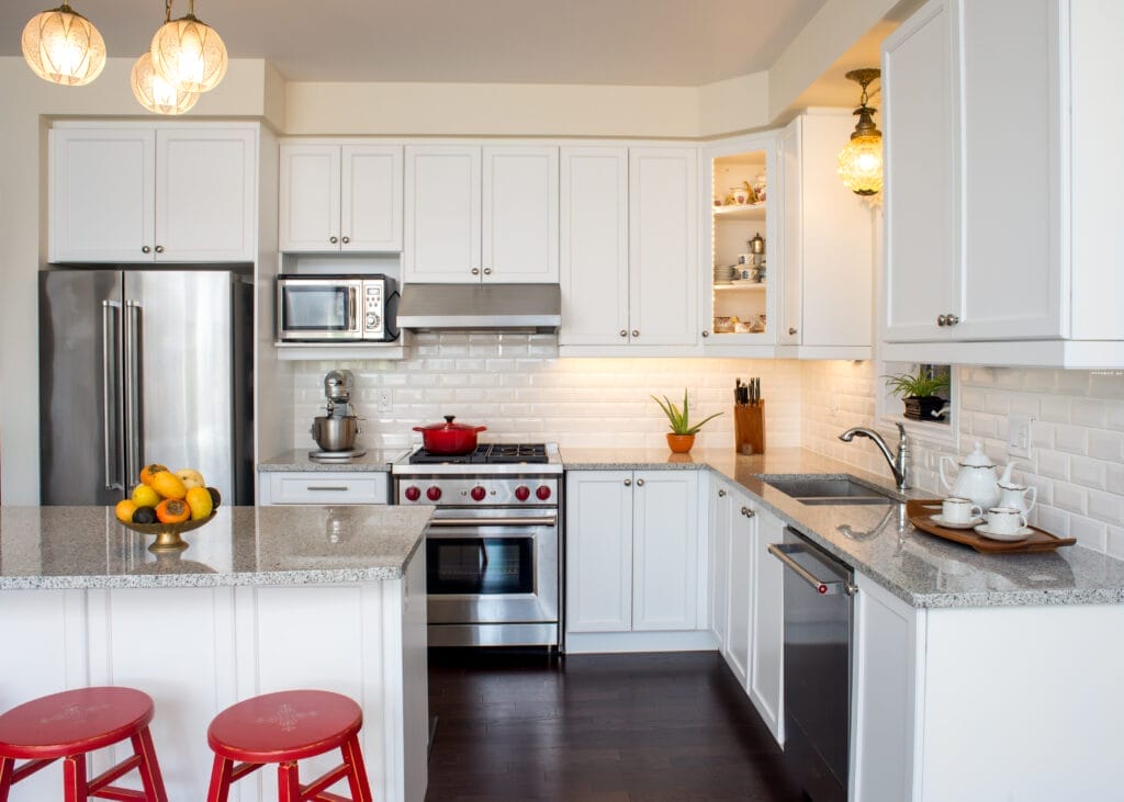 Kitchen with white cabinets