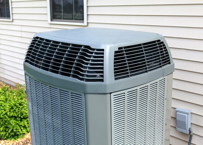 Close-up of residential central air conditioning unit
