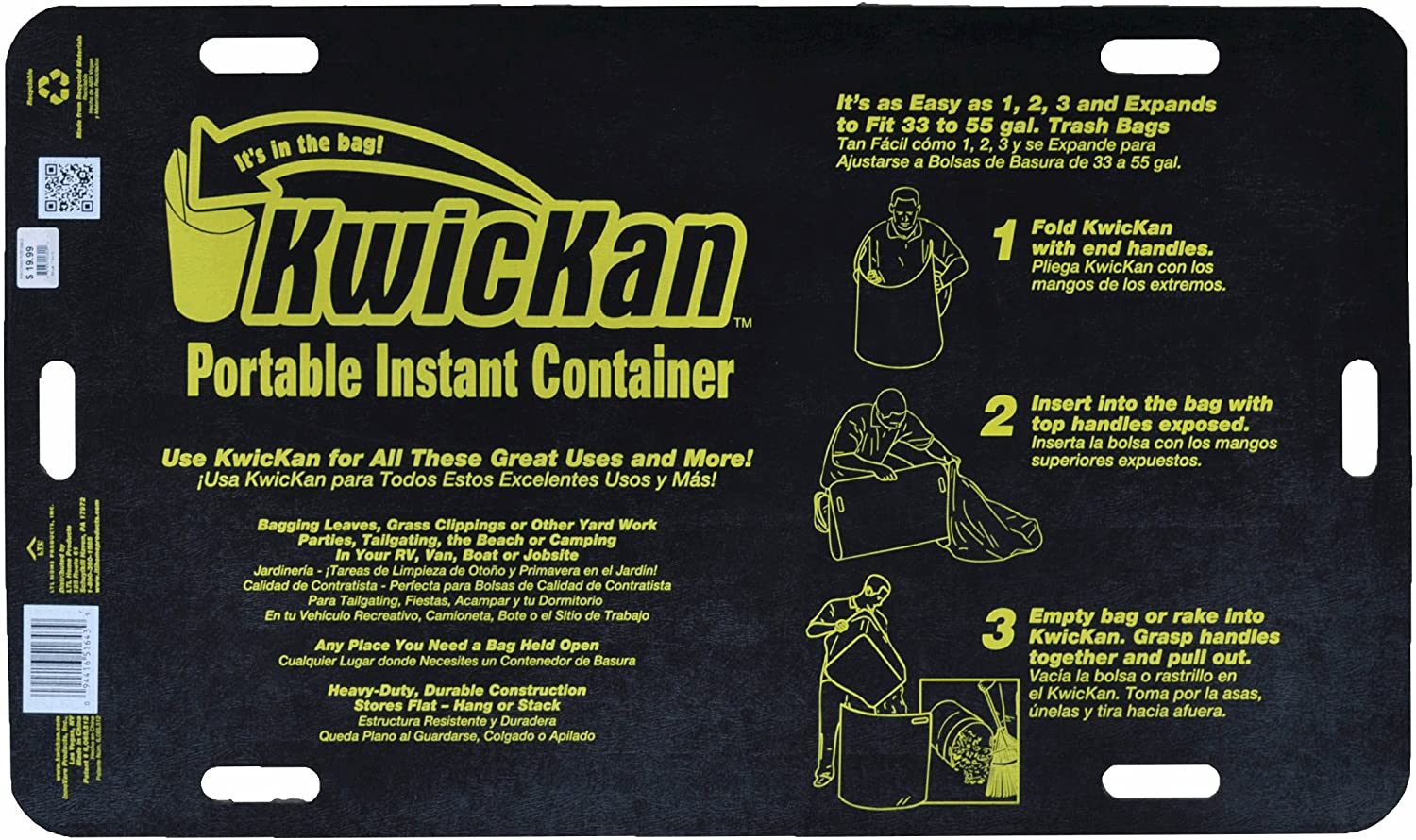 An image of a instructional document explaining how to use a kwickan portable instant container.