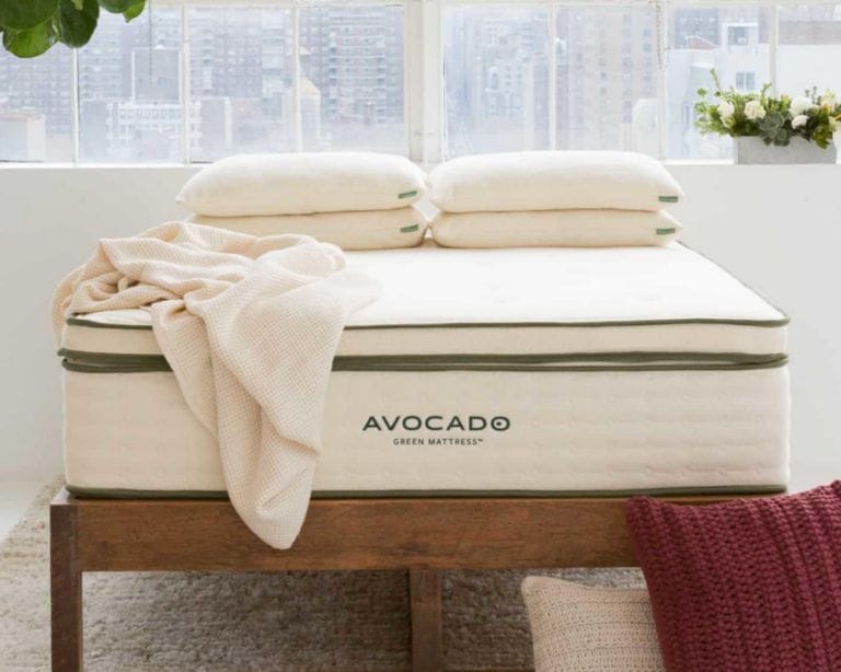 Avocado Green organic mattress showcasing hand-tufted natural latex construction.