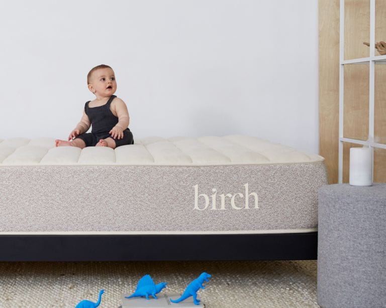 Birch by Helix mattress displaying natural wool and latex layers.