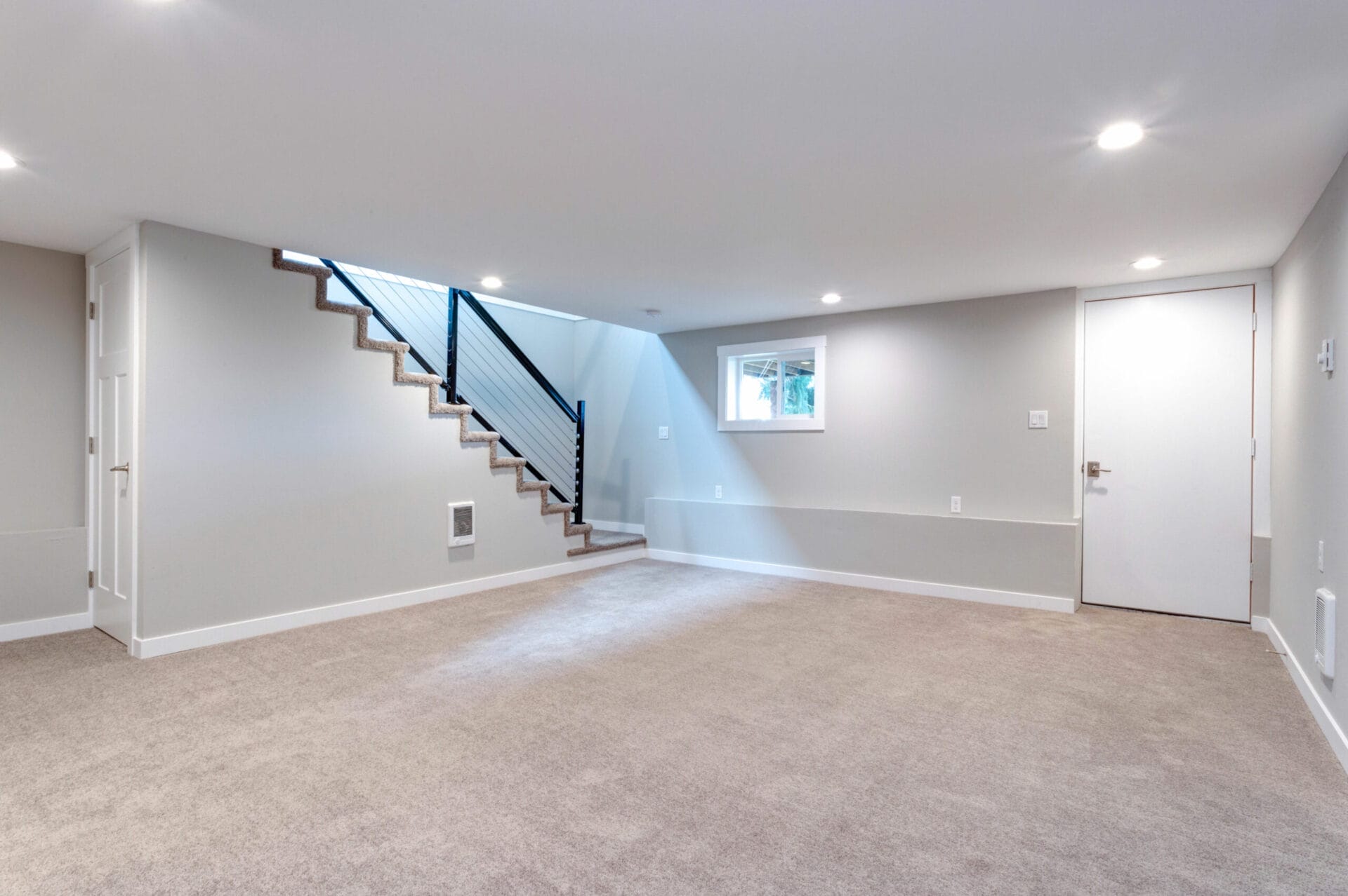 Finished basement with new carpet