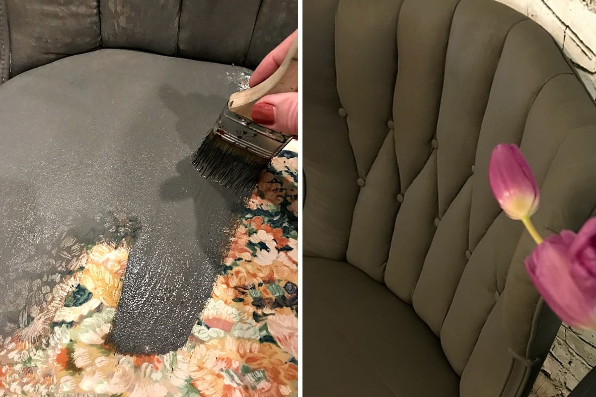 Upholstered furniture being painted