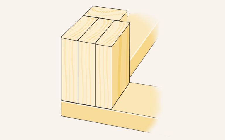 Graphic of a corner framed using the traditional 3-stud corner method.
