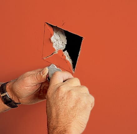 Drywall is snapped back.
