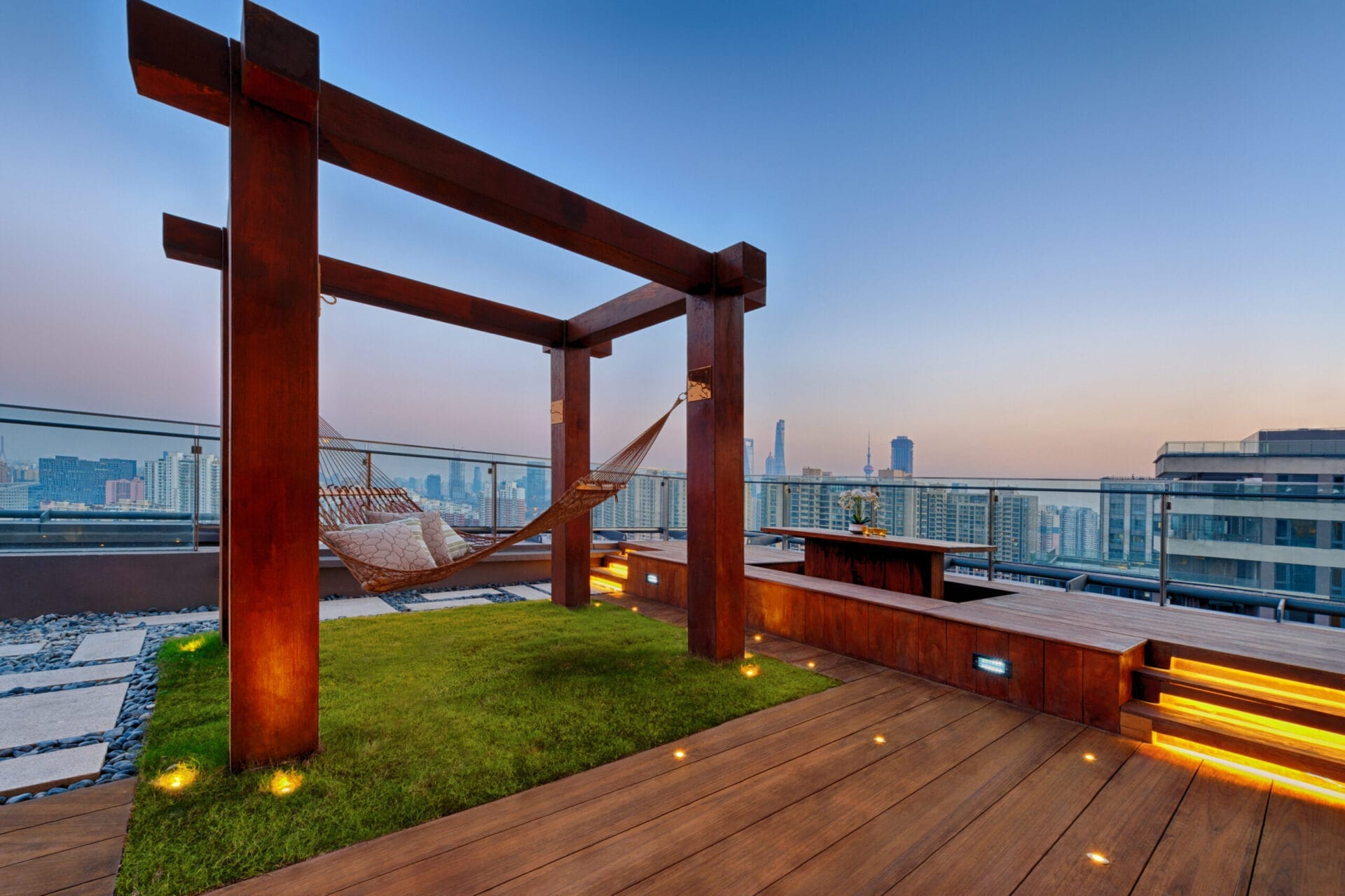 Lighting on roof deck