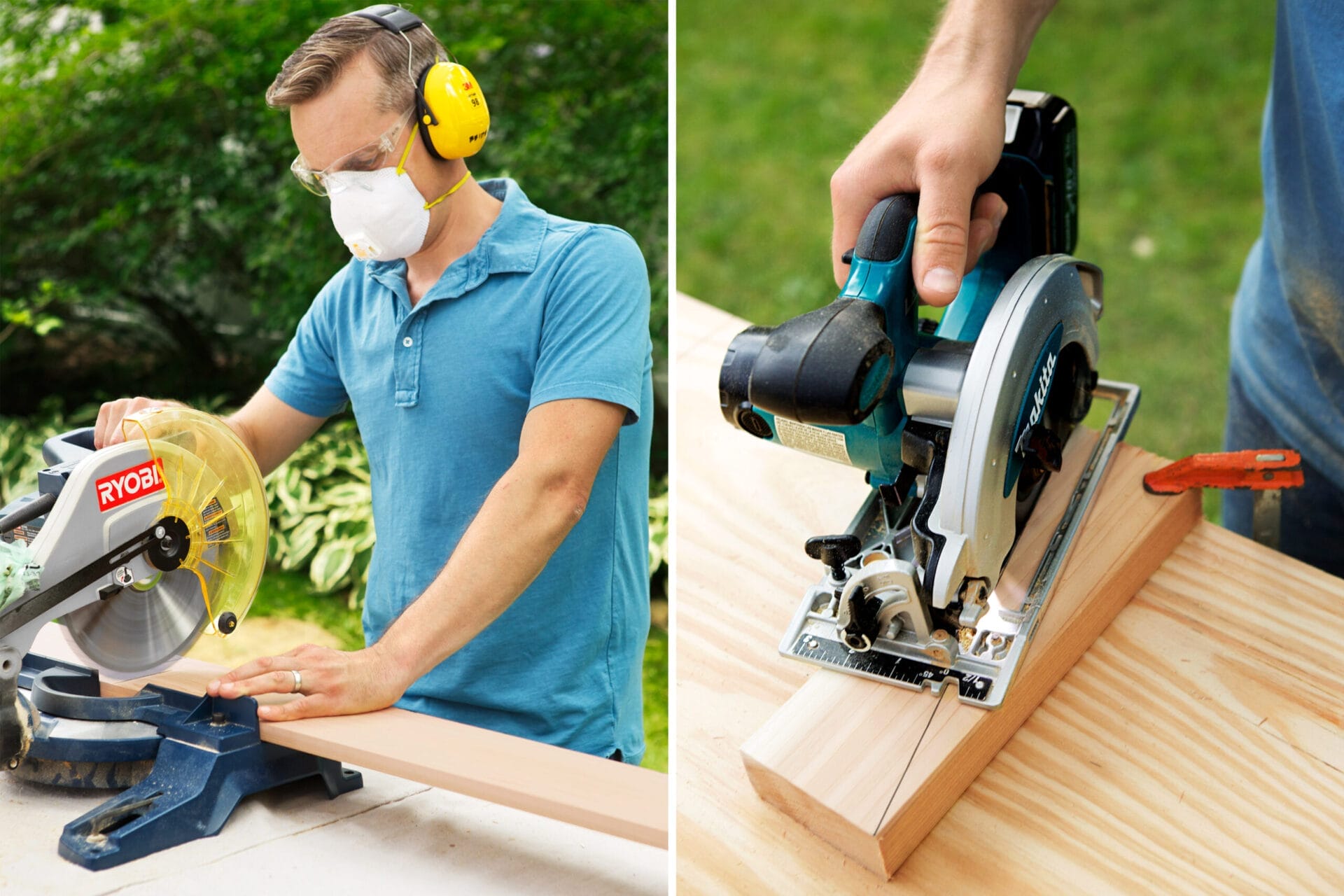 a man uses a saw to cut a board of wood