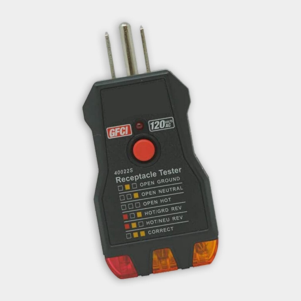GFCI (Ground Fault Circuit Interrupter) receptacle tester.