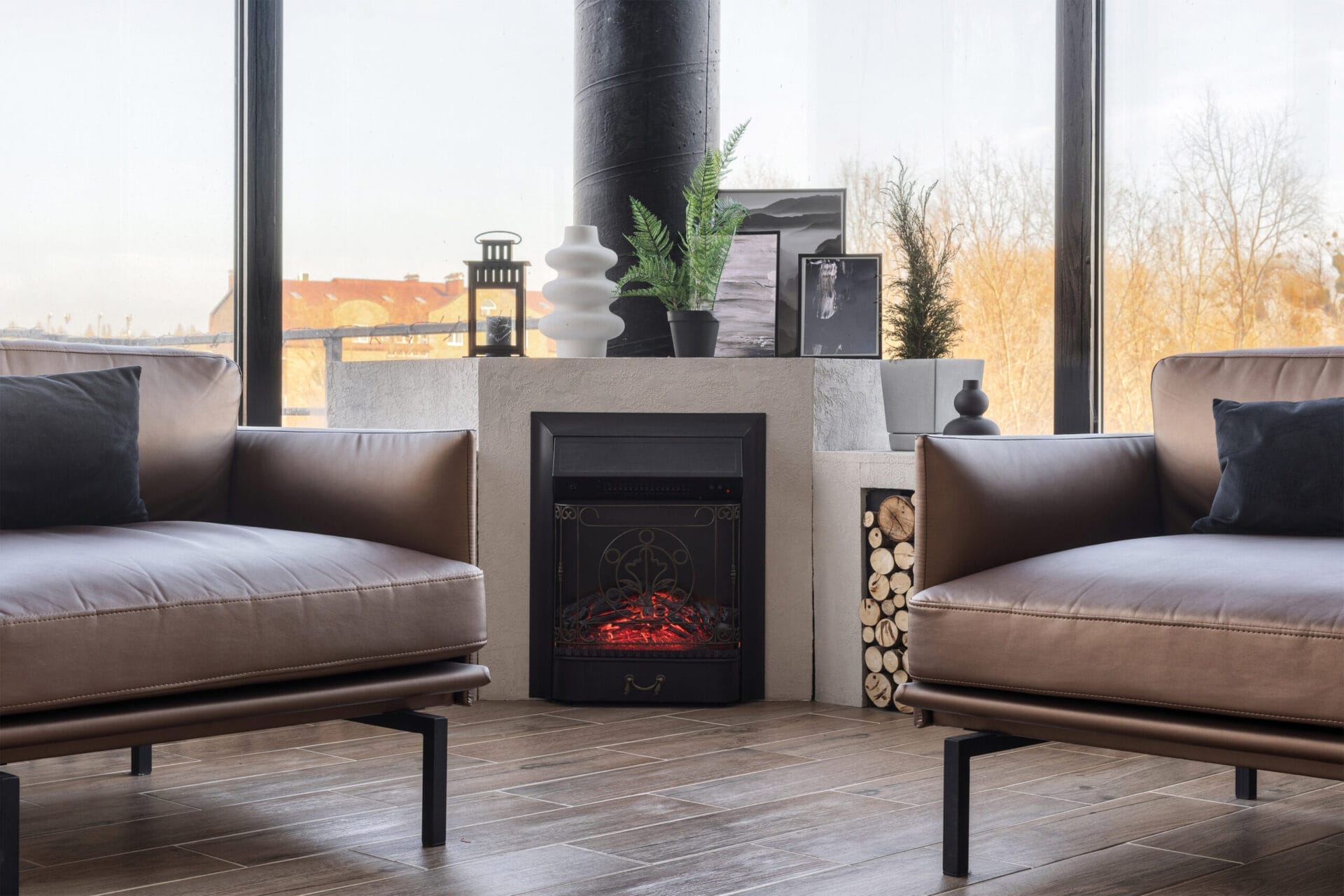 a fireplace in a living room