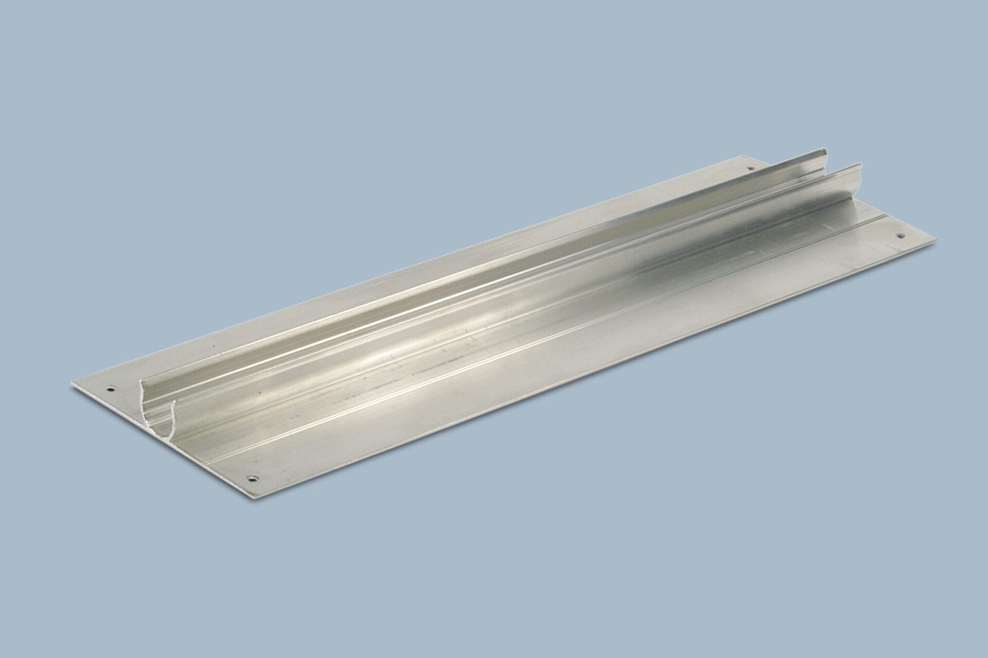 Aluminum transfer plate, a part of radiant floor heating systems.