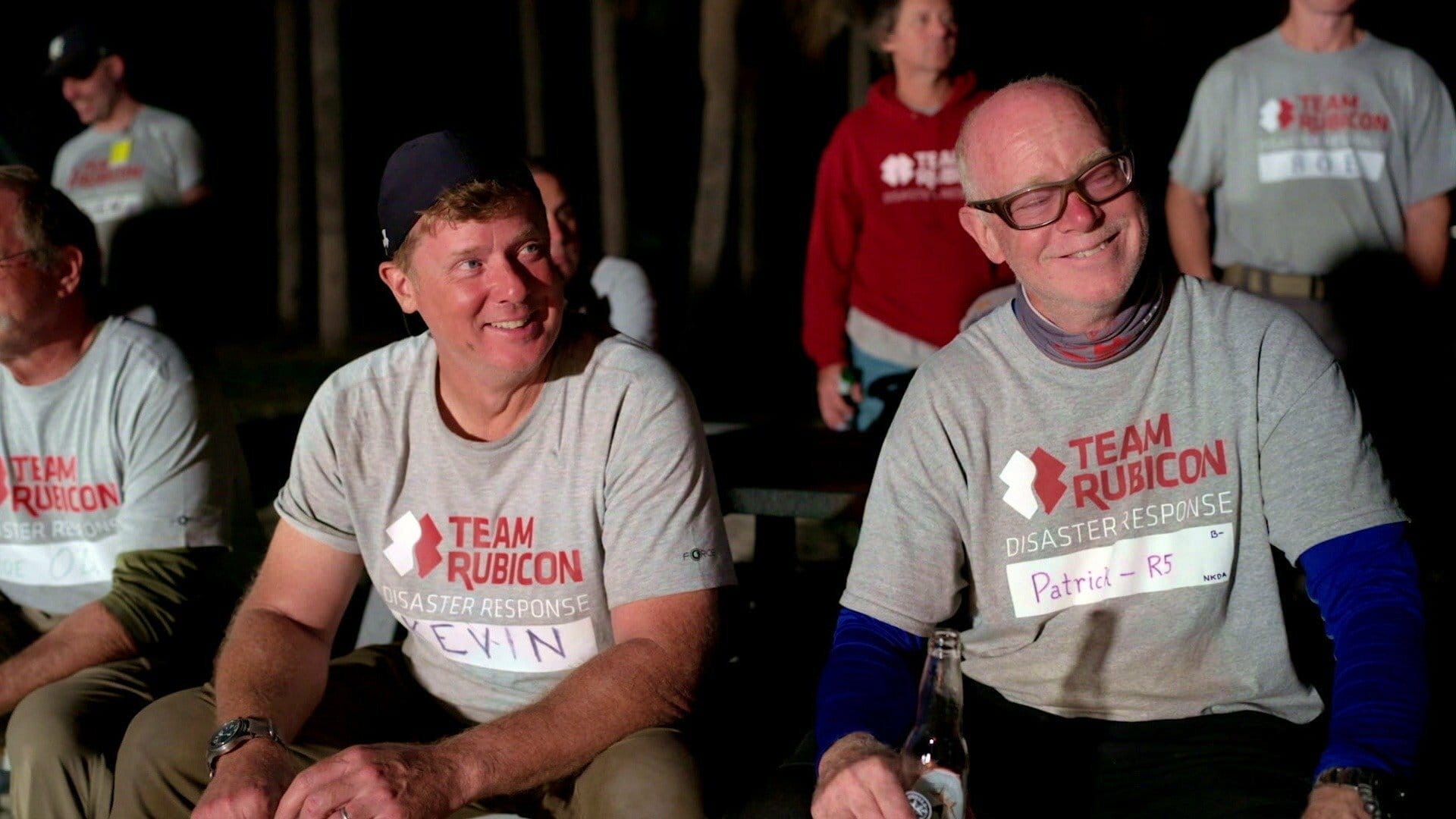 Kevin O'Connor celebrates with the Team Rubicon volunteers