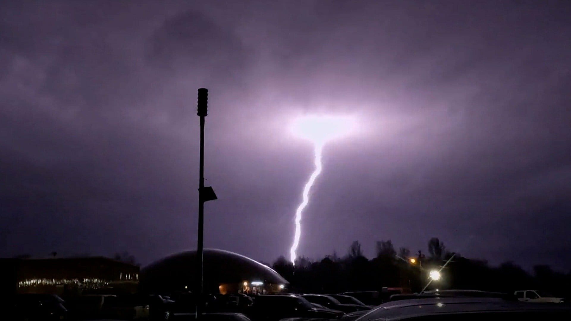 lightning hits close to the Team Rubicon job site