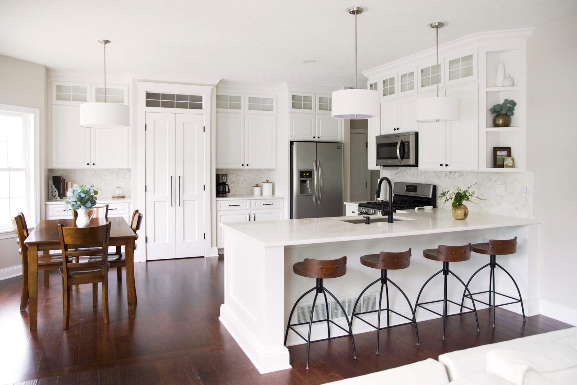 After photo of a kitchen with renovated cabinets