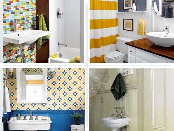 23 Savvy and Inspiring Small Bath Designs - 4-part bathroom collage